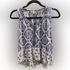 Patrons of Peace Blue and White Floral Blouse